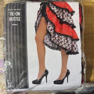 Day of the Dead Tie-On Bustle Skirt - Red and Black